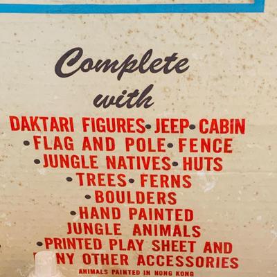 LOT 248: Vintage Daktari Jungle Play Set Based on the 1967 TV Show by Marx Includes Animals, Toy Soldiers, Trees Hut Fence and Much More