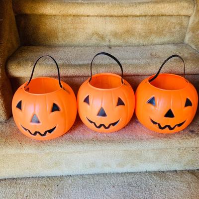 LOT 250: Collection of Jack-O-Lantern Trick Or Treat Buckets From Empire, Renzi Corp and More