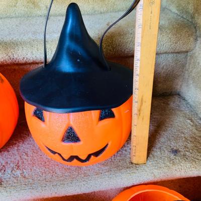 LOT 250: Collection of Jack-O-Lantern Trick Or Treat Buckets From Empire, Renzi Corp and More