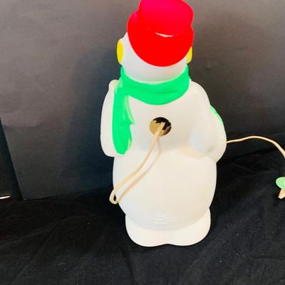 LOT251: Vintage Christmas Holiday Plastic Blow. Mold Lighted Decorations - Santa’s Sleigh by Union Products and Snowma by Empire 1966