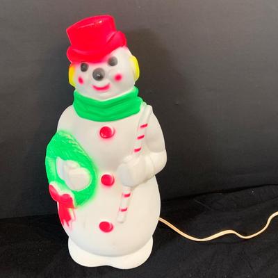 LOT251: Vintage Christmas Holiday Plastic Blow. Mold Lighted Decorations - Santa’s Sleigh by Union Products and Snowma by Empire 1966