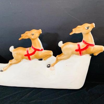 LOT251: Vintage Christmas Holiday Plastic Blow. Mold Lighted Decorations - Santa’s Sleigh by Union Products and Snowma by Empire 1966