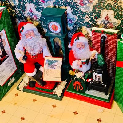LOT 253: Set of Two (2) Large Animatronic Santa Figurines In Original Boxes