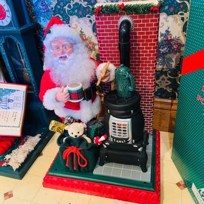 LOT 253: Set of Two (2) Large Animatronic Santa Figurines In Original Boxes