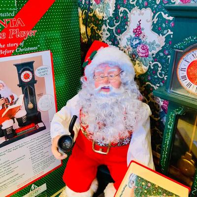 LOT 253: Set of Two (2) Large Animatronic Santa Figurines In Original Boxes