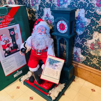 LOT 253: Set of Two (2) Large Animatronic Santa Figurines In Original Boxes