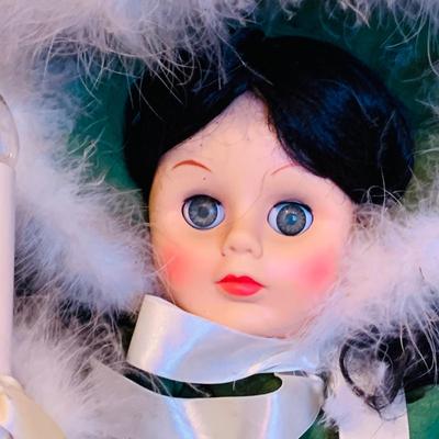 LOT255: Animatronic Santa and Victorian Dressed Holiday Doll with Lamp Post