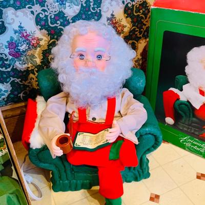 LOT255: Animatronic Santa and Victorian Dressed Holiday Doll with Lamp Post