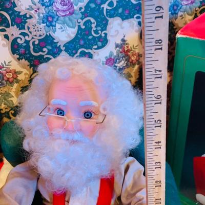 LOT255: Animatronic Santa and Victorian Dressed Holiday Doll with Lamp Post