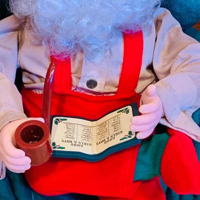 LOT255: Animatronic Santa and Victorian Dressed Holiday Doll with Lamp Post