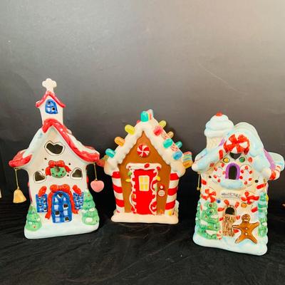 LOT 256: Set of Three (3) Ceramic Gingerbread Houses