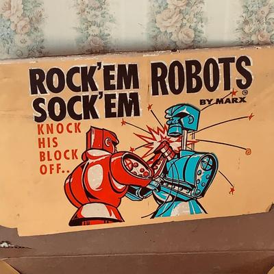 LOT 262: Vintage Rock’Em Sock’Em Robots by Marx with Original Box and Extra Set of Robots