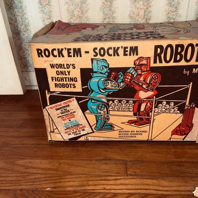 LOT 262: Vintage Rock’Em Sock’Em Robots by Marx with Original Box and Extra Set of Robots