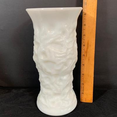 LOT 265: Set of Two (2) Hobnail Milk Glass Electric Lambs, Milk Glass Candle Stick Holders, and a Brody Milk Glass Vase