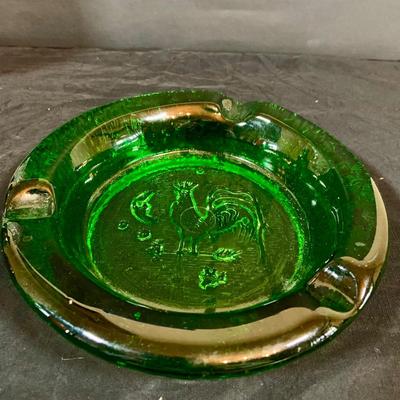 LOT267: Beautiful Colored Glass Collection Including Vases, Ashtray, Decanter and Crystal Lidded Jar
