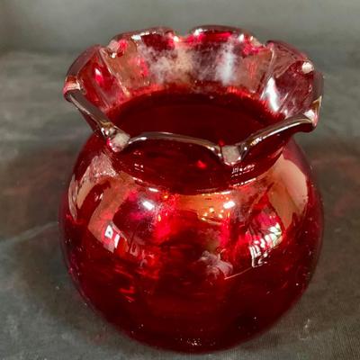 LOT267: Beautiful Colored Glass Collection Including Vases, Ashtray, Decanter and Crystal Lidded Jar