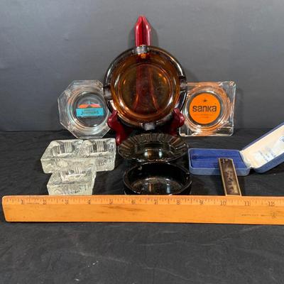 LOT 268: Collection of Vintage Ashtrays and Colibri Electro-Quarts Lighter In Original Box