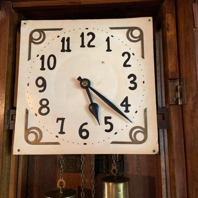 LOT 271: Sopra Wood Wall. Clock with Beveled Glass Door