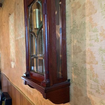 LOT 271: Sopra Wood Wall. Clock with Beveled Glass Door