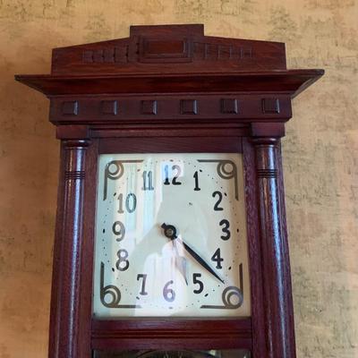 LOT 271: Sopra Wood Wall. Clock with Beveled Glass Door