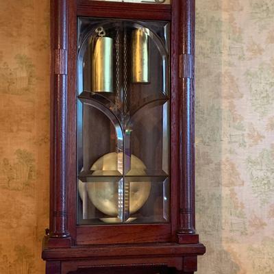LOT 271: Sopra Wood Wall. Clock with Beveled Glass Door