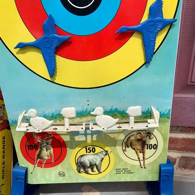 LOT 279: Vintage Targetland Rifle Range Metal Target and Accessories In Original Box