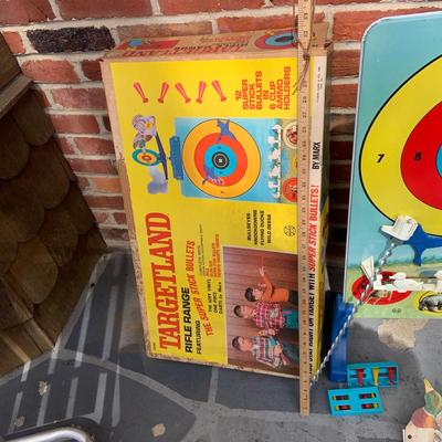 LOT 279: Vintage Targetland Rifle Range Metal Target and Accessories In Original Box