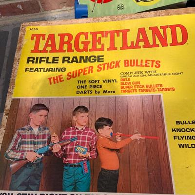 LOT 279: Vintage Targetland Rifle Range Metal Target and Accessories In Original Box