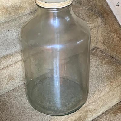 LOT 284: Large Glass Bottle Bank and Cast Iron House Bank
