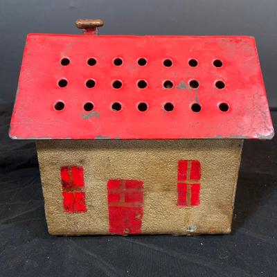 LOT 284: Large Glass Bottle Bank and Cast Iron House Bank