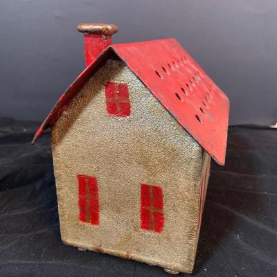 LOT 284: Large Glass Bottle Bank and Cast Iron House Bank