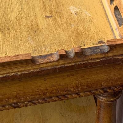 LOT 285: Set of Two (2) Vintage Wood Side Tables with Middle Drawer and a Vintage Wood Telephone Stand