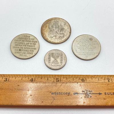 LOT 299: Coins and Token Collection - Silver Pope John Paul II Coin / Medal, Religious Prayer, Patriotic Pledge of Allegiance and More