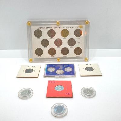 LOT 303: U.S. Wartime Silver Nickels and 1943 Steel Penny Collections
