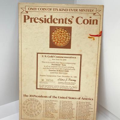 LOT 304: Five Limited Edition Presidents' Coins (Only Coin of It's Kind Ever Minted!)