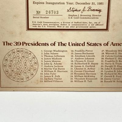 LOT 304: Five Limited Edition Presidents' Coins (Only Coin of It's Kind Ever Minted!)