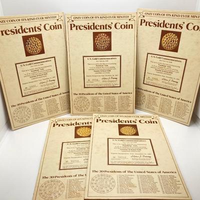 LOT 304: Five Limited Edition Presidents' Coins (Only Coin of It's Kind Ever Minted!)