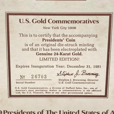 LOT 304: Five Limited Edition Presidents' Coins (Only Coin of It's Kind Ever Minted!)