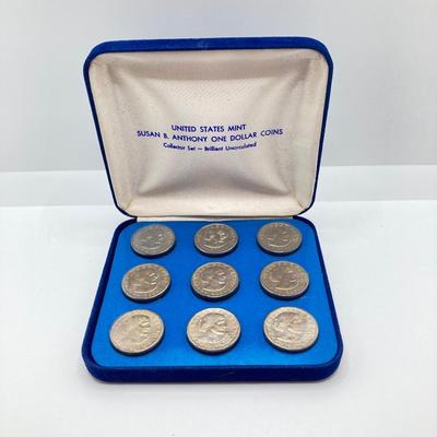 LOT 305: Two United States Mint Susan B. Anthony One Dollar Coins Collector Sets - Brilliant Uncirculated in Original Boxes