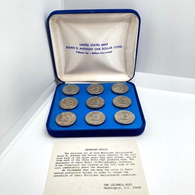 LOT 305: Two United States Mint Susan B. Anthony One Dollar Coins Collector Sets - Brilliant Uncirculated in Original Boxes