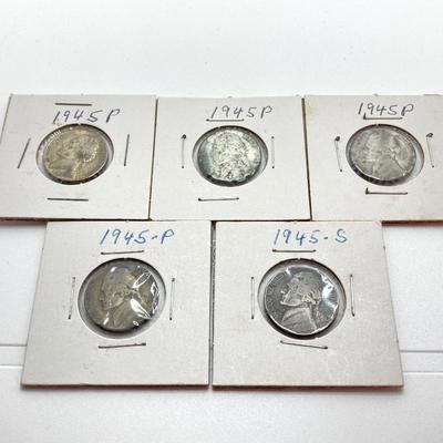 LOT 308: Collection of Vintage U.S. Coins Nickels in Protective Covers - 1939 to 1949