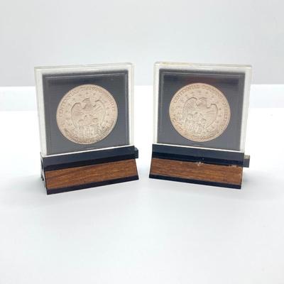 LOT 312: Two 1972 U.S. Constellation Centennial Diamond Jubilee Silver Medals in Protective Cases