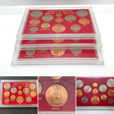 LOT 313: Three Great Britain 1967 Complete Decimal Issue and Last L.s.d. Type Coin Collectible Sets