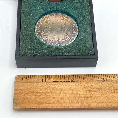 LOT 314: 1794 Carolous IIII Dei Gratia Hisean Et Ind Rex 8 R F M Spanish Colonial Silver Coin