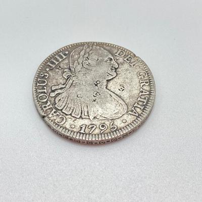 LOT 316: 1795 and 1796 Carolous IIII Dei Gratia Hisean Et Ind Rex 8 R F M Spanish Colonial Silver Coins