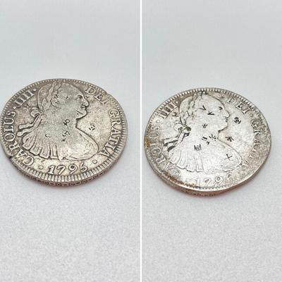 LOT 316: 1795 and 1796 Carolous IIII Dei Gratia Hisean Et Ind Rex 8 R F M Spanish Colonial Silver Coins