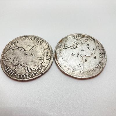 LOT 316: 1795 and 1796 Carolous IIII Dei Gratia Hisean Et Ind Rex 8 R F M Spanish Colonial Silver Coins
