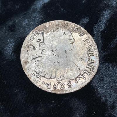 LOT 317: 1803 and 1804 Carolous IIII Dei Gratia Hisean Et Ind Rex 8 R F M Spanish Colonial Silver Coins