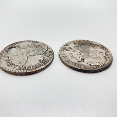 LOT 318: 1798 and 1807 Carolous IIII Dei Gratia Hisean Et Ind Rex 8 R F M Spanish Colonial Silver Coins