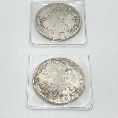 LOT 318: 1798 and 1807 Carolous IIII Dei Gratia Hisean Et Ind Rex 8 R F M Spanish Colonial Silver Coins